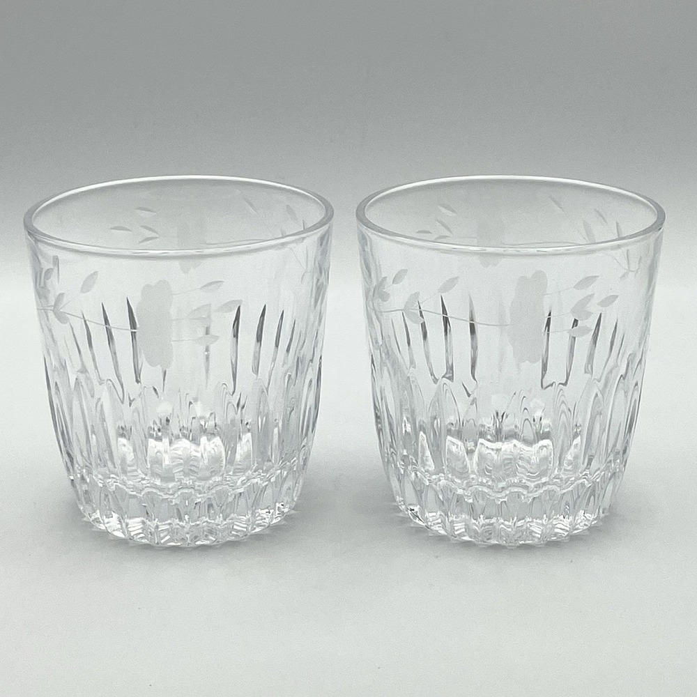 Vintage Princess House Heritage Set Of 2 Old Fashioned Rocks Glasses 10oz Floral
